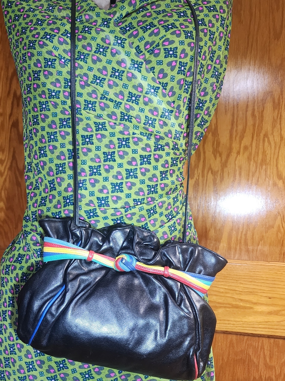 Sharif Black Crossbody Bag with Rainbow Accent Strap